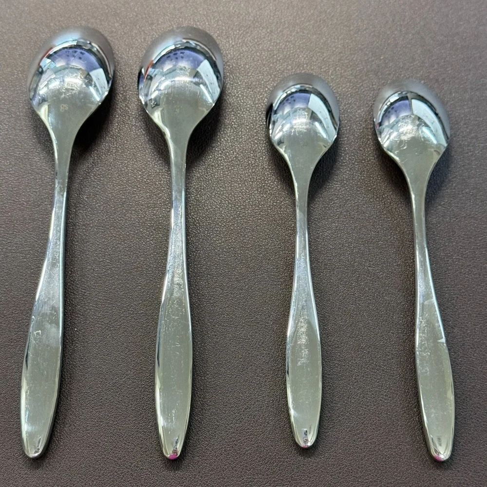 Gourmet Settings Stainless Steel Spoons‎ Set of 4 Teardrop Handle 2 Sizes Silver